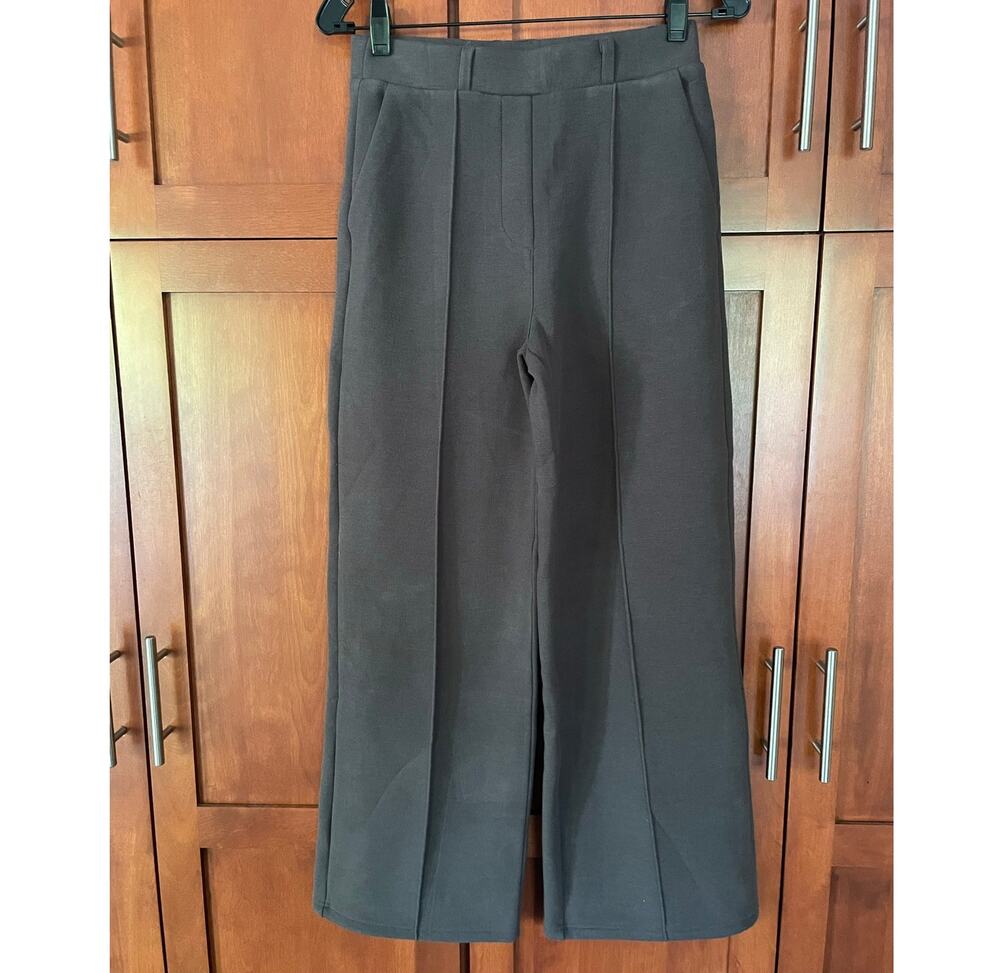 OGL FuzzLuxe Pant Straight Leg High Waisted Pull On Deep Grey Size Small Petite